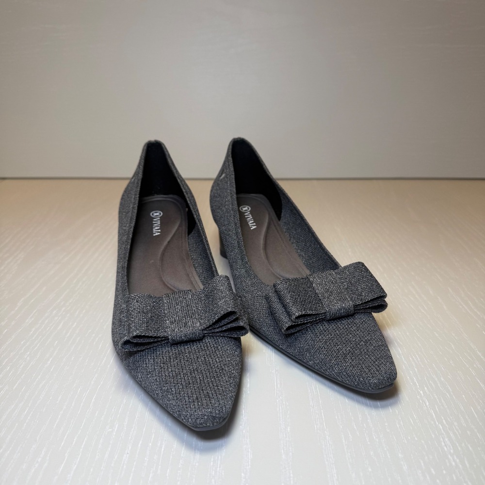 VIVAIA Pointed-Toe Bow Heels Gray | EU 40 / US 9 Knit Elegant - Picture 6 of 10